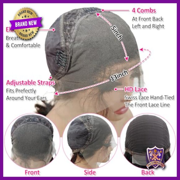HD Lace Front Wig Human Hair 26in Straight Pre Plucked Baby Hair